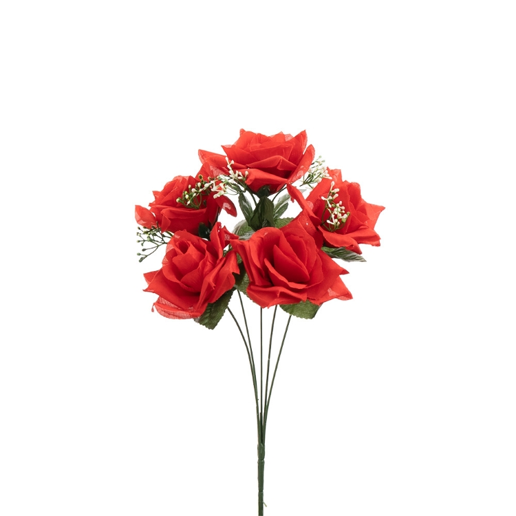 Star Value Online Store | Rose Bunch 5 Heads Red 40cm